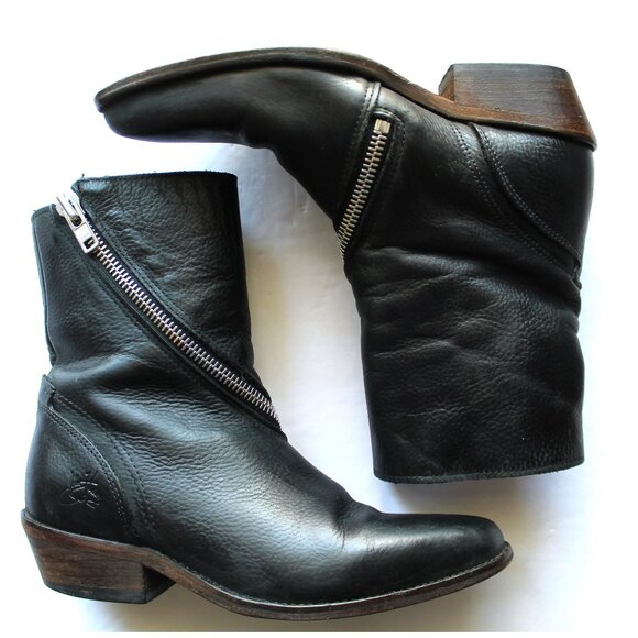 John Fluevog Ruth Skin Spiral-Zip Leather Boot / Size 7.5 / Black - Picture 8 of 13